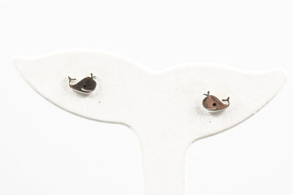 Sterling Silver Whale Stud Earrings
