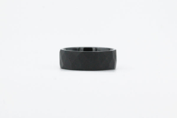 Black Ceramic Chisel Sandblast Band