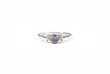 White Gold Amethyst Birthstone Ring with Diamonds