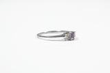 White Gold Amethyst Birthstone Ring with Diamonds
