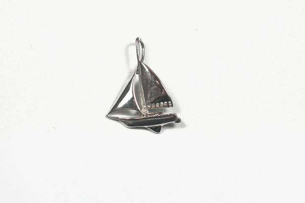 White Gold Sailboat Pendant