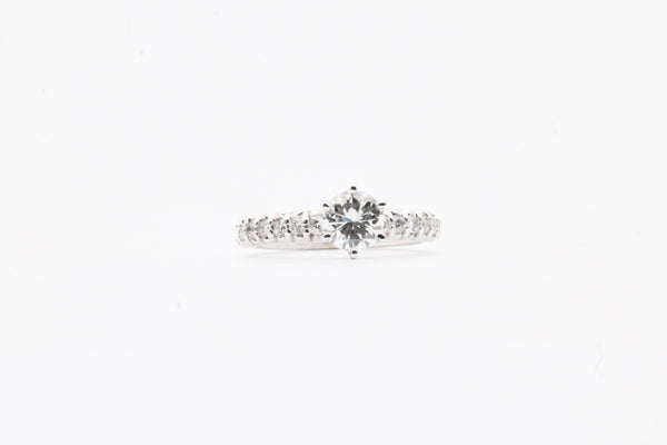 White Gold Engagement Ring with Round Diamond Center