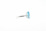 White Gold Pear Shaped Blue Topaz and Diamond Ring