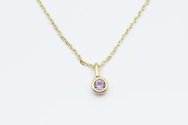 Sterling Silver with Gold Plating Simulated Alexandrite Charm Pendant with Chain