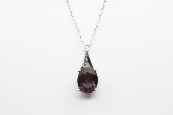 White Gold Lab Created Alexandrite Necklace