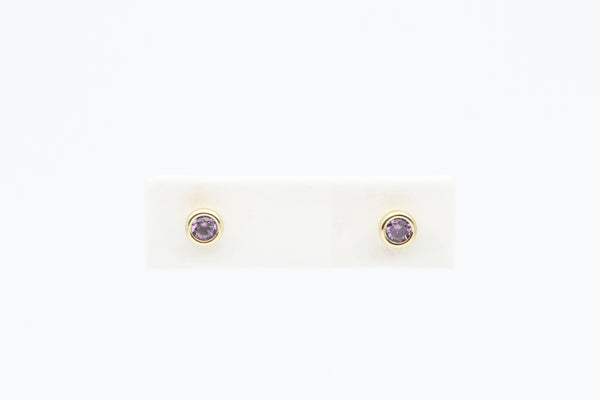 Sterling Silver with Gold Plating Simulated Amethyst Earrings