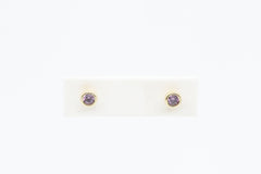 Sterling Silver with Gold Plating Simulated Amethyst Earrings