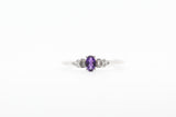White Gold Oval Amethyst Vintage Inspired Ring