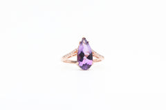 Rose Gold Pear Shaped Amethyst Ring