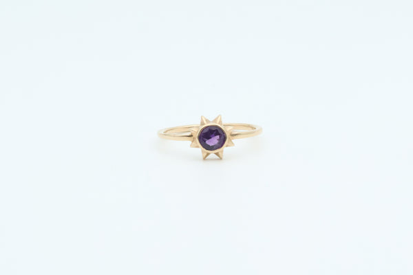 Yellow Gold Amethyst Sun Ring