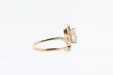 Yellow Gold Aquamarine and Diamond Freeform Ring