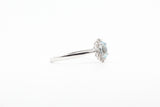 White Gold Aquamarine with Diamond Halo Ring