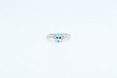 White Gold Aquamarine Twist Ring