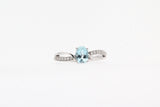 White Gold Aquamarine with Diamond Twist Ring