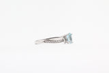 White Gold Aquamarine with Diamond Twist Ring