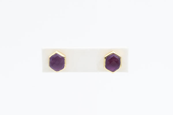 Sterling Silver with Gold Vermeil  Amethyst Earrings
