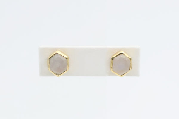 Sterling Silver with Gold Vermeil Moonstone Earrings