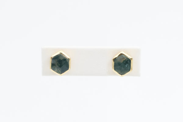 Sterling Silver with Gold Vermeil Moss Agate Earrings