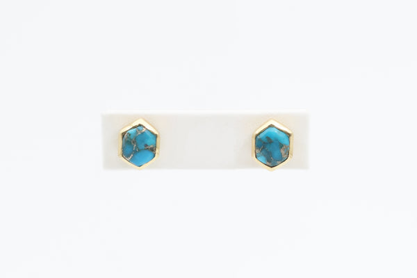 Sterling Silver with Gold Vermeil Turquoise Earrings