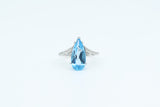 White Gold Pear Blue Topaz Ring