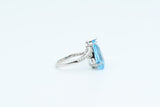 White Gold Pear Blue Topaz Ring
