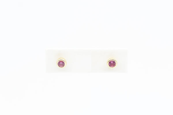 Sterling Silver with Gold Plating Simulated Pink Tourmaline Earrings