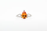 White Gold Pear Shaped Citrine Split Shank Ring