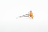 White Gold Pear Shaped Citrine Split Shank Ring