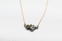 Yellow Gold Cluster Necklace