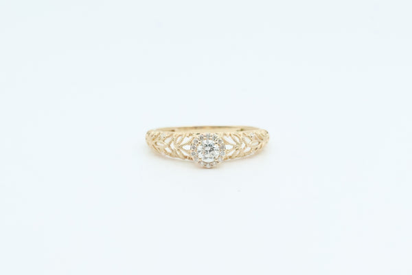 Yellow Gold Milgrain Diamond Ring