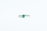White Gold Oval Emerald Bypass Ring
