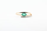 Yellow Gold Emerald and Diamond Split Shank Ring