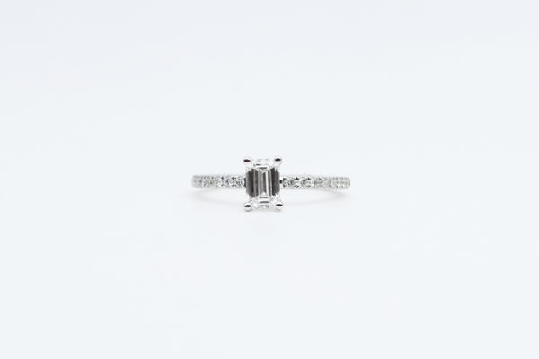 White Gold Emerald Cut Lab Grown Diamond Engagement Ring