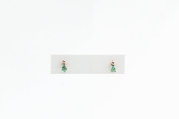 Yellow Gold Emerald Earrings with Diamonds