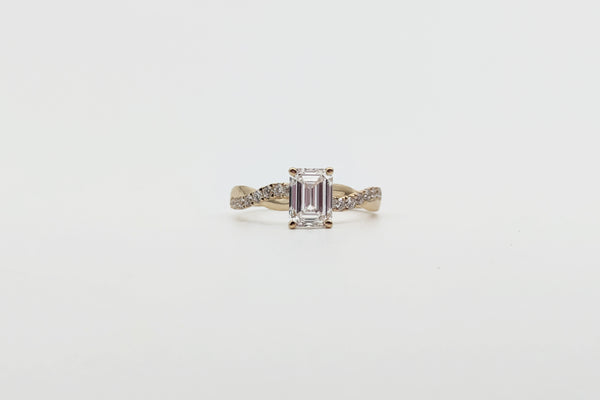 Yellow Gold Emerald Cut Lab Grown Diamond Engagement Ring
