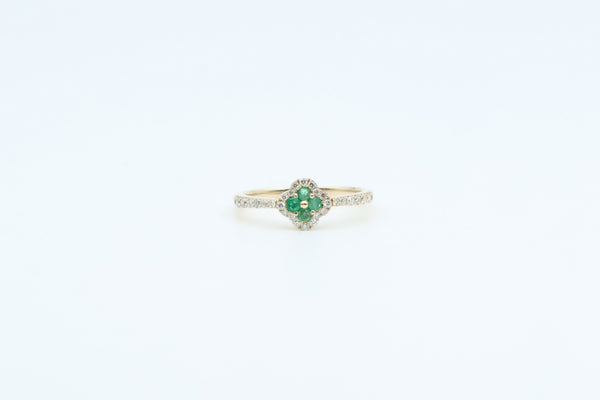 Yellow Gold Emerald Clover Ring