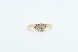 Yellow Gold Pear Lab Grown Diamond Bezel Set Engagement Ring