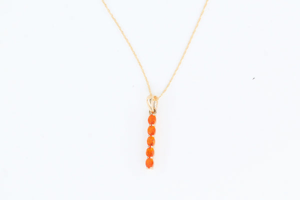Yellow Gold Fire Opal Drop Pendant with Chain