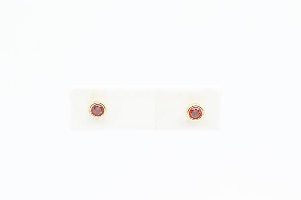 Sterling Silver with Gold Plating Simulated Garnet Earrings
