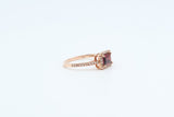 Rose Gold Garnet Ring with Diamond Halo