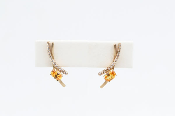 Yellow Gold Mandarin Garnet Earrings