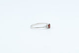 White Gold Oval Garnet Vintage Inspired Ring