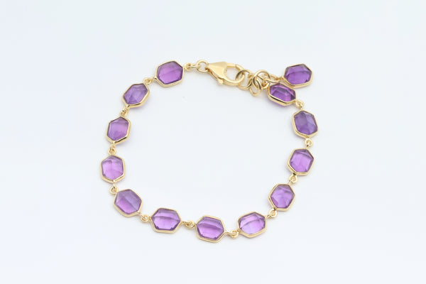 Sterling Silver with Gold Vermeil Amethyst Bracelet