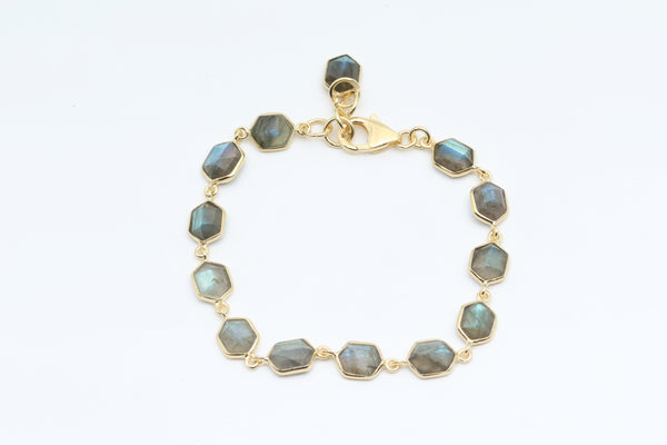 Sterling Silver with Gold Vermeil Labradorite Bracelet