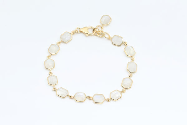 Sterling Silver with Gold Vermeil Moonstone Bracelet