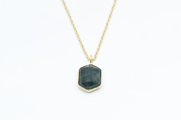 Sterling Silver with Gold Vermeil Moss Agate Necklace