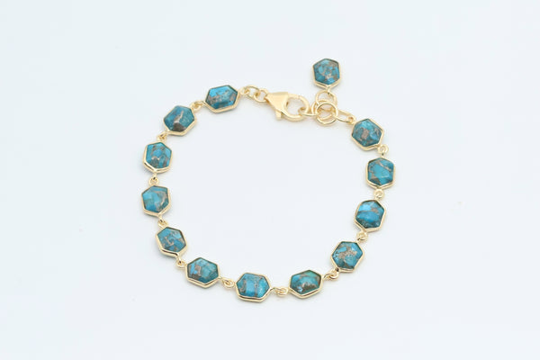 Sterling Silver with Gold Vermeil Turquoise Bracelet