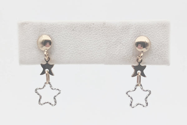Two-Tone Gold Star Dangle Earrings