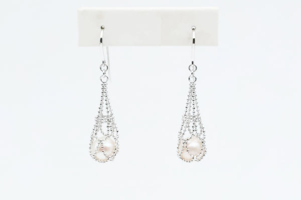 Sterling Silver Lace Pearl Earrings