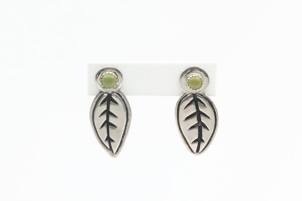 Sterling Silver Kingman Turquoise Leaf Earrings